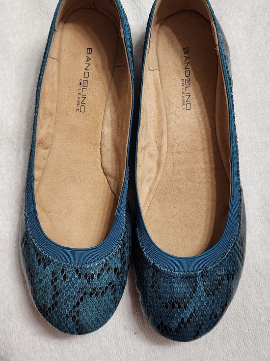 Bandolino Shoes - BANDOLINO Teal Snake-Print Ballet Flats (26-038)